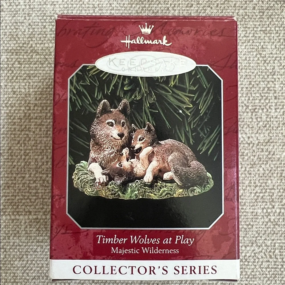 1998 Hallmark Keepsake Ornament - Majestic Wilderness Timber Wolves at Play 2nd